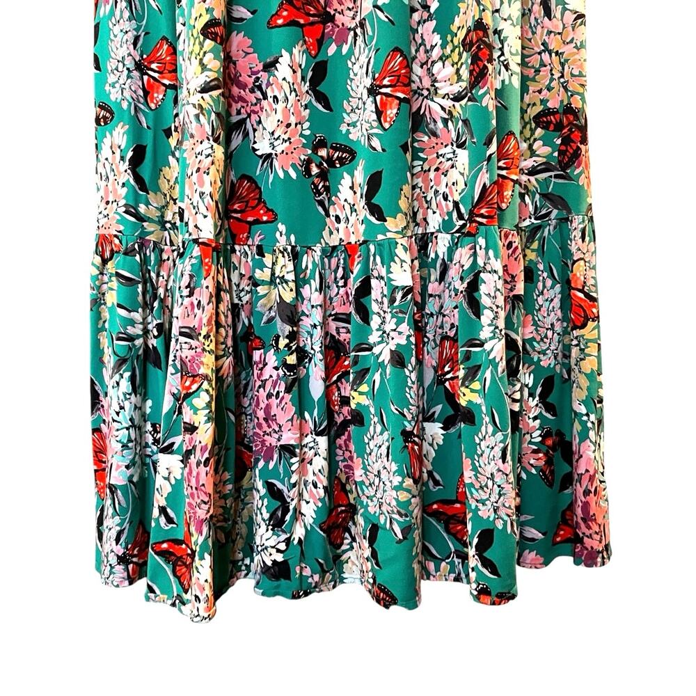 Torrid Women's Green Floral Short Sleeve Button Pintuck Maxi Dress SZ 1 (14/16) - Picture 4 of 11